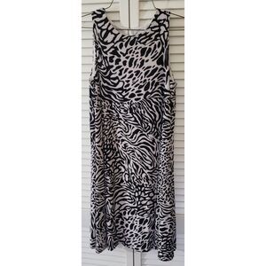 Black and White Animal Print Sleeveless Dress by Anne Klein – Size 4